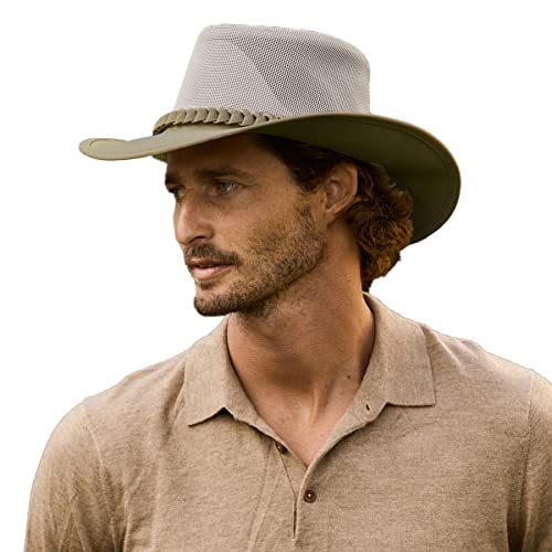 Conner Handmade Hats - Aussie Golf Soakable Mesh Hat, Crushable Safari Hat for Men, Foldable Sun Hat for Women Khaki