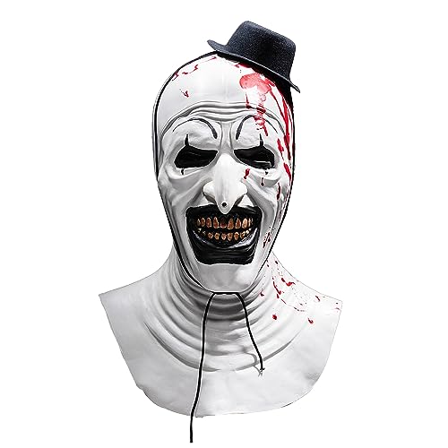 Vodterita Adult Terrifiers Art The Clown Mask Scary Bloody Killer Halloween Costume Accessory White