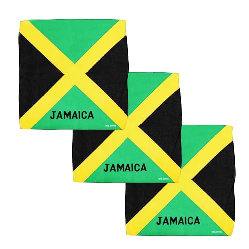 Motique Accessories Set of 3 Large Cotton Bandanas - Jamaica