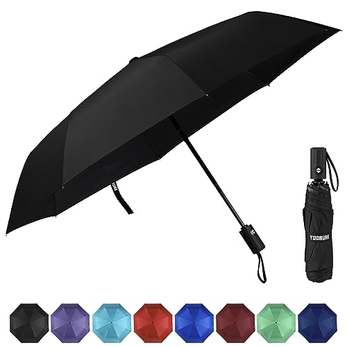 Yoobure Windproof Travel Umbrella, Aluminum Shaft, Auto-Black, Lightweight, Strong UV Protection, Foldable, Compact, Portable, Auto Open, Rainproof, Sunshade
