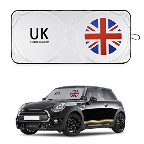 Mini Cooper Union Jack Windshield Sunshade Compatible with Mini Cooper Clubman Countryman Union Jack Accessories Blocks UV Rays Keep Vehicle Cool (Red)