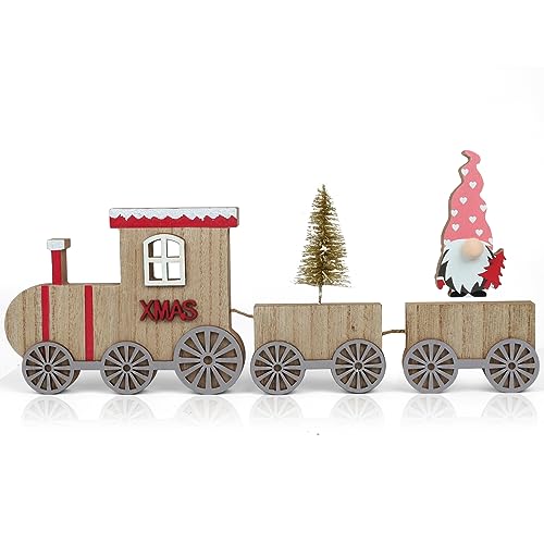 Christmas Decor Indoor, Wooden Christmas Signs Table Train for Coffee Table, Tiered Tray, Shelf and Mantel - Christmas Decorations for Home/Holiday Decor