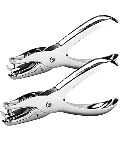 2 Pcs Hole Punch, 1/4 Inch and 1/8 Inch Single Hole Punch, MoHern hole puncher single, Hole Puncher for Crafts, Tags, Tickets, Circle Paper Punches with 6 Sheet Capacity for Home, Office, School