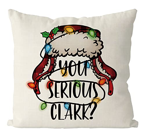 GAGEC Christmas Pillow Covers 18 x 18 Inch You Serious Clark Throw Pillows Winter Pillowcase Home Decor Living Room House Decorative Cushion Case for Sofa Couch