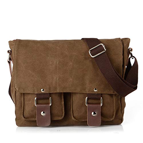 peacechaos Men's Lightweight Vintage Waterproof Canvas DSLR SLR Shockproof Camera Shoulder Messenger Bag Sliing bag Compatible for Canon Sony Nikon (Brown)