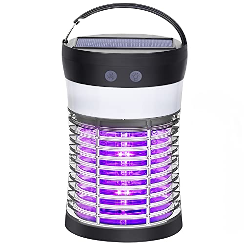 Bug Zapper Indoor Outdoor, Solar Mosquito Zapper, 3 in 1 Mosquito Trap Cordless & Rechargeable, 3500 Volt Electric Insect Fly Trap Equipped 2500mAh Battery for Home,Kitchen,Patio (3000 Volt)