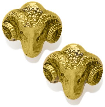 MANUFACTURED IN USA - Museum Reproduction of a Ram Head Earrings, From Our Mueum Store Collection