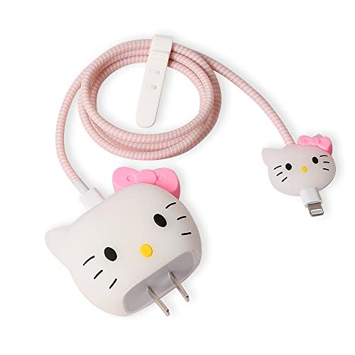 MTYXYTM 3D Cute Cartoon Series Fast Charger Protector for iPhone 18W 20W iPhone 14 13 12 11 Pro Max Fast Charging Cable Charger Head Cover Cable Accessory Data Cable Protective Sleeve, No.01(4in1)