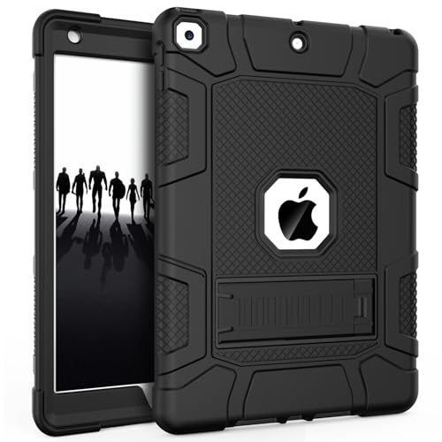 Rantice iPad 9th Generation Case, iPad 8th Generation Case, iPad 7th Generation Case, Hybrid Shockproof Rugged Drop Protective Case with Kickstand for iPad 10.2'' (Black)