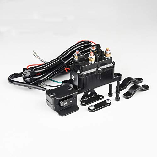 MaySpare 250A 12V Winch Solenoid Relay Contactor Winch Rocker Thumb Switch with Mounting Brackets Terminal Caps and Handle Bar Control Switch for ATV UTV 1500lb-5000lb