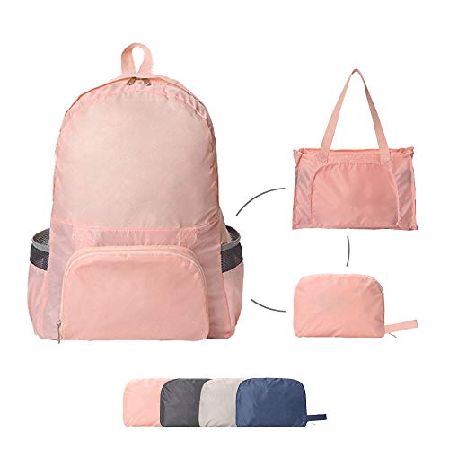 Travel Lite FOLDABLE LIGHTWEIGHT DURABLE TRAVEL BACKPACK | PACKABLE BACKPACK | DAYPACK (Pink)