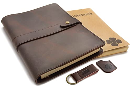 le vent Refillable Leather Journal for Men and Women – 2 Bound Notebooks Lined and Blank – 8x5 A5 Leather Cover for Writing Notebook - Brown Vintage Diary for Travelers, Writers and Business
