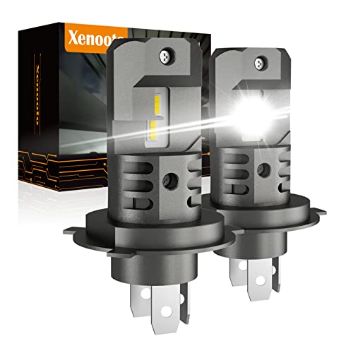 Xenooto 2023 Upgraded H4 / 9003 / HS1 / HB2 / P43t / H19 LED Light Bulbs, 3X Brightness High Low Beam for Motorcycle Car Truck ATV UTV Snowmobile, 6000K White, Wireless Fanless, 2 Pack