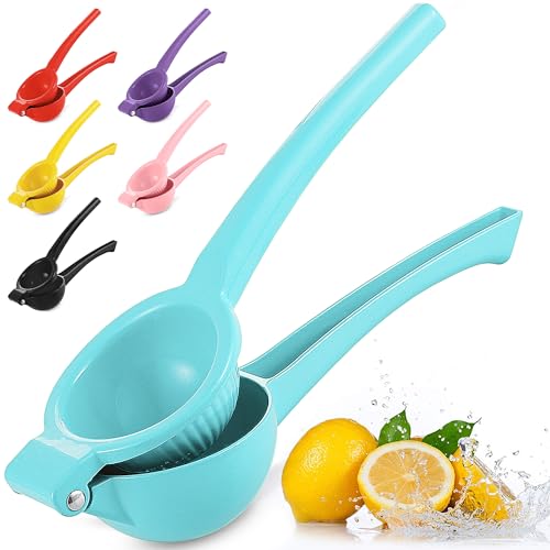 Zulay Premium Quality Metal Lemon Squeezer, Citrus Juicer, Manual Press for Extracting the Most Juice Possible - Light Blue