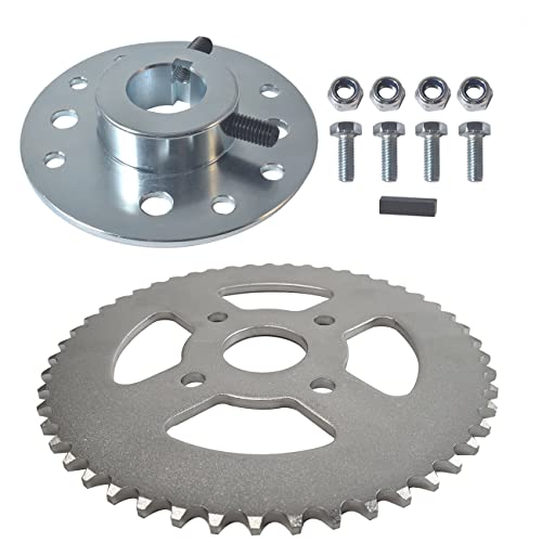 CPVNQMDG Steel Go Kart Sprocket Hub for 1' Bore 1/4' Keyway Hardware Kit with 420 Chain 50T Rear Drive Sprocket 4 Hole for Go Cart Mini Bike Silver Parts
