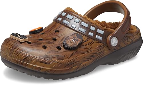 Crocs Unisex Star Wars Chewbacca Classic Lined Clogs, Fuzzy Slippers, Espresso, Numeric_8 US Men