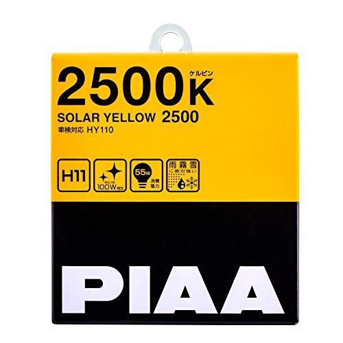 Piaa 22-13411 Solar Yellow H11 Light Bulb (2500K - 12V 55W), 2 Pack