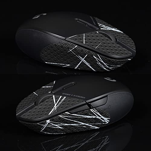 Hokeyio TBTL Non Slip Mouse Stickers Handmade Suck Sweat Grips Skates for Logitech Shroud 303 G311 Wireless Only Grips(Black White)