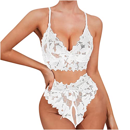 Wirziis Sexy Women Bowknot Lingerie Lace Hollow Out Temptation Babydoll Underwear Panties Underpants Sleepwear Briefs Suit