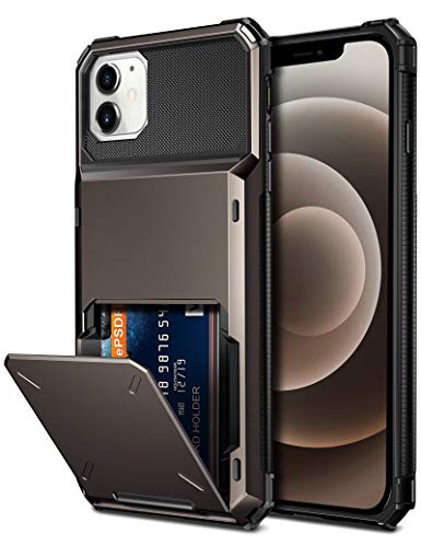 Vofolen Compatible with iPhone 12 Case 5G Wallet 4-Card Slot Credit Card Holder Flip Hidden Pocket Dual Layer Protective Back Cover Compatible with iPhone 12 5G 6.1inch Gun
