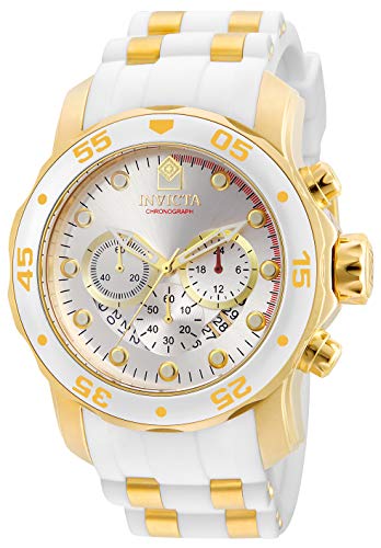 Invicta Men's Pro Diver Stainless Steel Quartz Watch with Silicone Strap, Gold, White, 26 (Model: 20291)