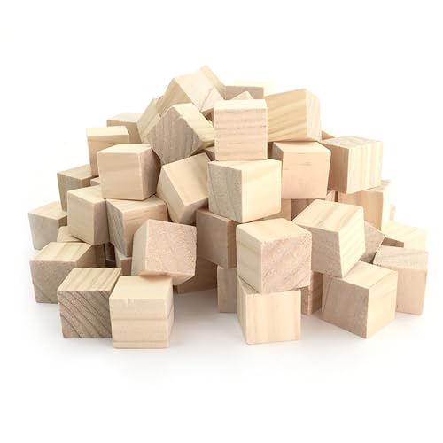 Unfinished Wooden Blocks 1 inch, Pack of 50,Small Wooden Cubes for Arts and Crafts – DIY - Photo Blocks- Plain Wooden Blocks