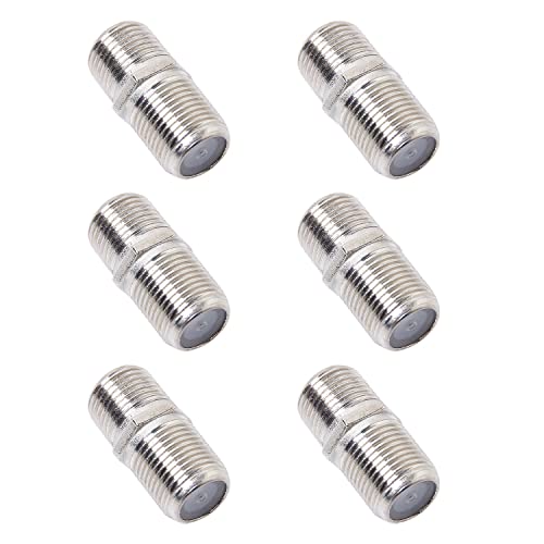 QDiShi 6 Pack Coaxial Cable Connector, RG6 Coax Cable Extender F-Type Silver Plated Adapter Female to Female for TV Cables, Satellite Receiver, VCR and Cable Modem