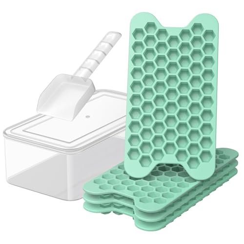 Small Ice Cube Tray for Freezer: FDDAI Easy Release Ice Cube Maker - Stackable Cubed Ice Trays and Bin - Making Tiny Honeycomb Icecubes