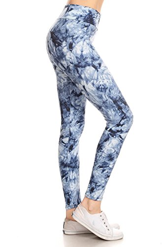 Leggings Depot High Waisted Tie Dye & Fabric Print Leggings for Women-3' Yoga-R959, Glacial Queen, Plus Size