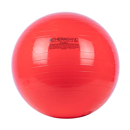 THERABAND Exercise Ball, Stability Ball with 55 cm Diameter for Athletes 5'1' to 5'6' Tall, Standard Fitness Ball for Posture, Balance, Yoga, Pilates, Core, & Rehab, Red
