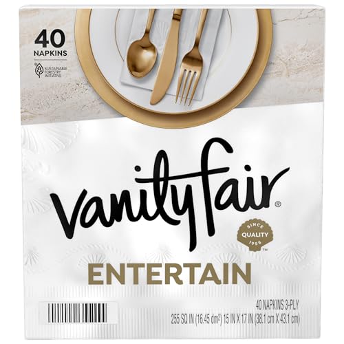 Vanity Fair Entertain Paper Napkins, 40 Count (Pack of 8), Disposable Napkins Made For Entertaining And Events
