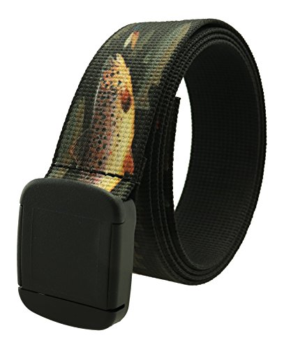 Thomas Bates Fish Pattern Metal Free Hiker Web Belts (Brown Trout)