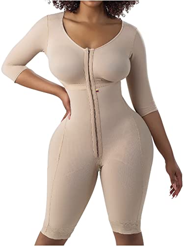 Snatched Body Women's Stage 1 Full Body Shapewear Faja Colombiana Post Surgery Compression BBL Beige 3XL