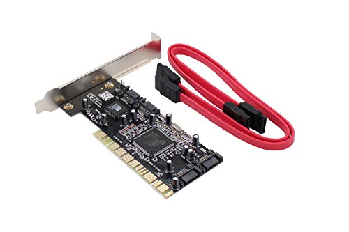 XtremeAmazing 4 Ports PCI SATA Raid Controller Internal Expansion Card Adapter, PCI to SATA Adapter Converter with 2 Sata Cables for Desktop PC HDD SSD