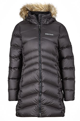 MARMOT Women's Montreal Mid-Thigh Length Down Puffer Coat, Black, Large