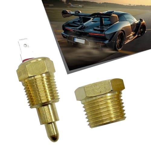 fasebeek Pack of 1 Electric Engine Cooling Sensor Switch, with 3/8' Pipe Thread 10 '12' 14 '16' Fan, Fan Temperature Switch, 200 to 185 Degrees Adjustable Temperature Switch (Gold)