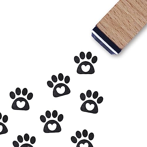 Dog Cat Print Heart Rubber Stamp, 3/5 Inch Small Mini Stamp for Scrapbooking Card Making Planner