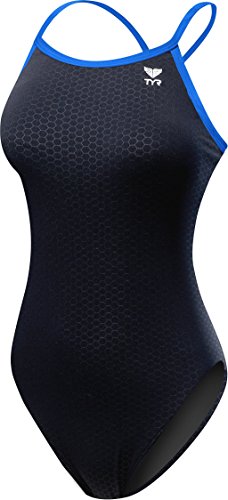 TYR Women’s Hexa Diamondfit Swimsuit, Black/Blue, 36
