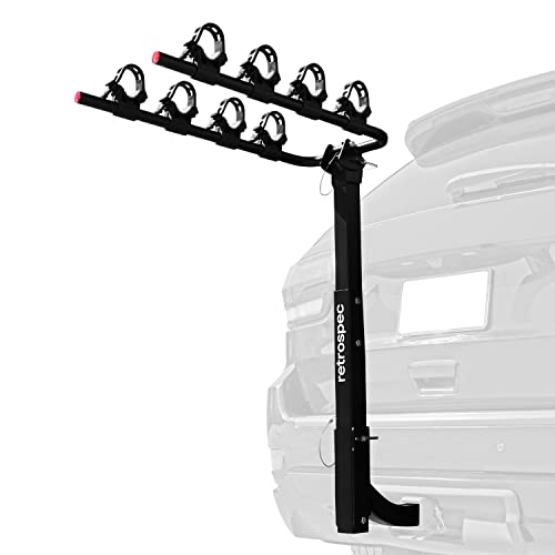 Retrospec Lenox 2-5 - Bike Hitch Rack for Cars, Trucks, SUVs with 2” Hitch | Foldable Steel Frame with Anti-Rattle Adapter, Tie Down Cradles and Straps - Fits Most Frames