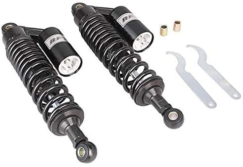 Mallofusa 400mm/15.75inch Pair Motorcycle Air Shock Absorber Round Hole Universal For Yamaha YFZ 450 Banshee Honda TRX 450 Quad Kawasaki Suzuki ATV Go Kart Full Black