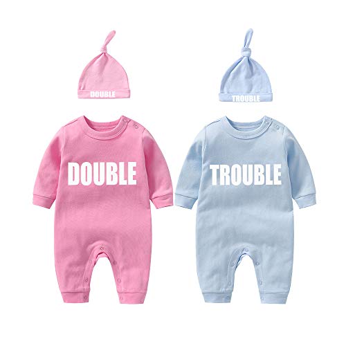 YSCULBUTOL Baby Twins Clothes Best Friends Forever Baby Bodysuit Set Friends Inspired Matching Twins Outfits（Pink DT L3M）