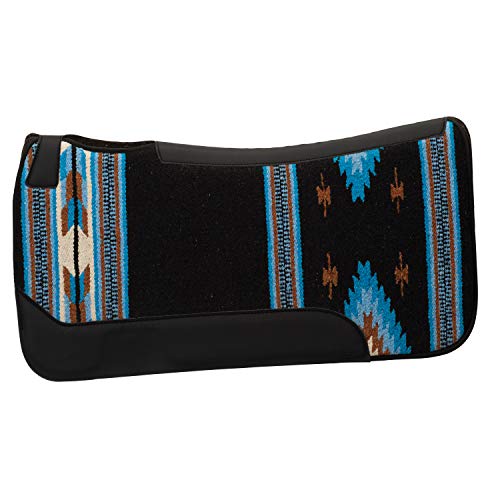 Weaver Leather 35-1677-S8 Contoured Single Weave Wool Blend Felt Saddle Pad, Black/Blue, 31' L x 32' W