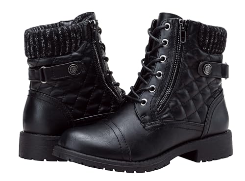 Vepose Women's 927 Ankle Boots, Lace-up Fashin Combat Booties, Black, Size 8 US(CJY927 black 08)