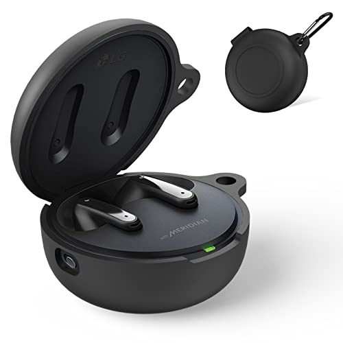 WQNIDE Case for LG Tone Free FP9/T90/FP9W/FP9E Silicone Cover Protective case Scratchproof/Shockproof/Waterproof for LG Tone Free True Wireless Bluetooth Earbuds Accessories with Keychain (Black)