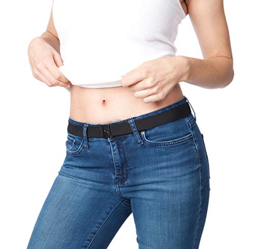 Invisibelt No Show Women’s Stretch Belt, Adjustable Flat Belt, One Size (Black)