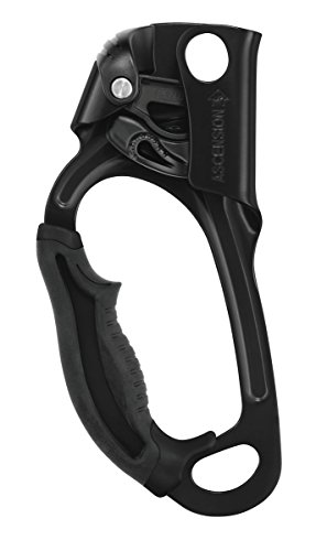 Petzl Ascension Ascender - Ergonomic Handled Rope Ascender for Climbing and Rigging - Black - Left