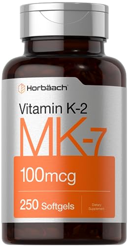 Vitamin K2 MK7 100mcg | 250 Softgels | Non-GMO, Gluten Free Supplement | by Horbaach