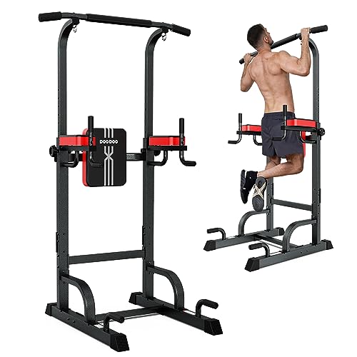 Pooboo Power Tower Dip Station, Pull Up Bar Stand for Fitness Home Gym Workout, Pull Up Dip Station, Multi-Function Power Tower Pull Up Bar,Adjustable Strength Training Fitness Equipment, 350LB Weight