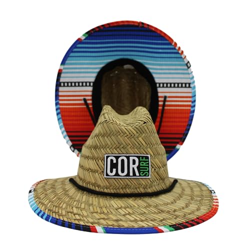 COR Surf Kids Straw Hat Summer Beach Hat for Boys and Girls Classic Lifeguard Sun Hat (Sarape, 54 CM)