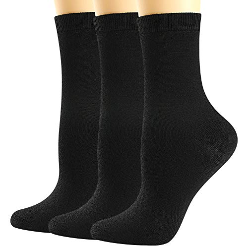 BISOUSOX Ladies Women's Black Merino Wool Dress Socks, Thin Summer Cool Breathable Lightweight Business Socks 6-9